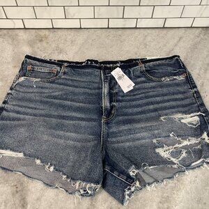 American Eagle Shorts Womens 20 Blue 90s Boyfriend High Rise Distressed Denim